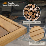 4-Piece Patio Furniture Set, Outdoor Furniture with Acacia Wood Table, Patio Conversation Set with Deep Seating & Thick Cushion for Backyard Porch Balcony