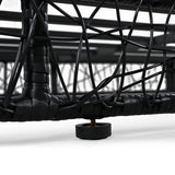 GO 90.55" Outdoor Patio Daybed with Curtain, Sunbed with Cushion and Colorful Pillow, Wicker Lounge Chairs Backrest Adjustable Recliners for Pool Garden Backyard, Beige Cushion, Black Wicker