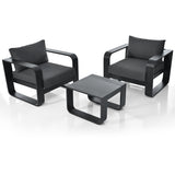 3-pieces Aluminum Frame Patio Furniture With 6.7" Thick Cushion And Coffee Table, All Weather Use Olefin fabric Outdoor Chair