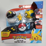 TOMY Pokemon Pokeball Belt Pikachu Pokeball Pocket Monster Deformation Model Toy Set Cosplay Action Doll Model Children's Toys