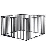 200" Adjustable Safety Gate 8 Panels Play Yard Metal Doorways Fireplace Fence Christmas Tree Fence Gate for House Stairs Gate prohibited area fence