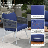 4-Piece Patio Furniture Set, Outdoor Furniture with Acacia Wood Table, Patio Conversation Set with Deep Seating & Thick Cushion for Backyard Porch Balcony