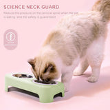 Cat Stainless Steel Bowls Pet Feeding Double Bowl Anti-skid Water Bowl