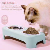 Cat Stainless Steel Bowls Pet Feeding Double Bowl Anti-skid Water Bowl
