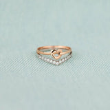Knotted Heart Shape Inlaid Zircon Ring
