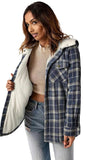 Plaid Snap Down Hooded Jacket