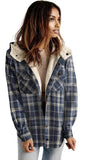 Plaid Snap Down Hooded Jacket