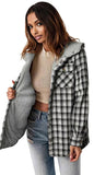 Plaid Snap Down Hooded Jacket