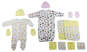 Sleep-n-Play, Gown, Caps, Mittens and Washcloths - 14 Pc Set