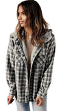 Plaid Snap Down Hooded Jacket