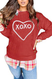 XOXO Heart Round Neck Dropped Shoulder Sweatshirt