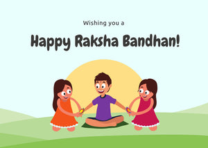 Blue and Green Children's Happy Rhakshabandan Card