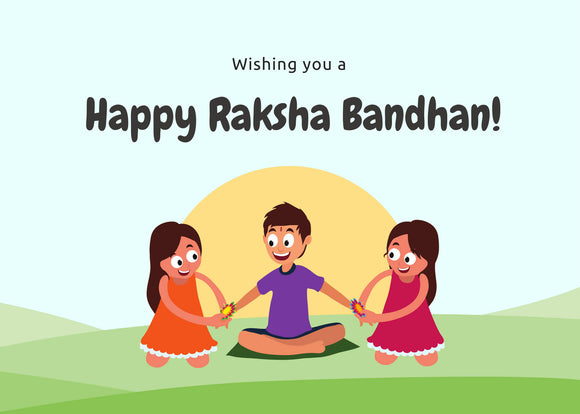 Blue and Green Children's Happy Rhakshabandan Card