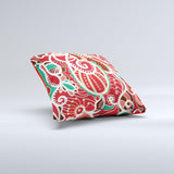 Abstract Red Green Vector Pattern Ink-Fuzed Decorative Throw Pillow