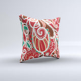 Abstract Red Green Vector Pattern Ink-Fuzed Decorative Throw Pillow