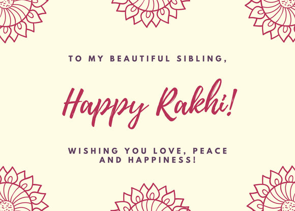 Red and Cream Floral Happy Rakhi Card