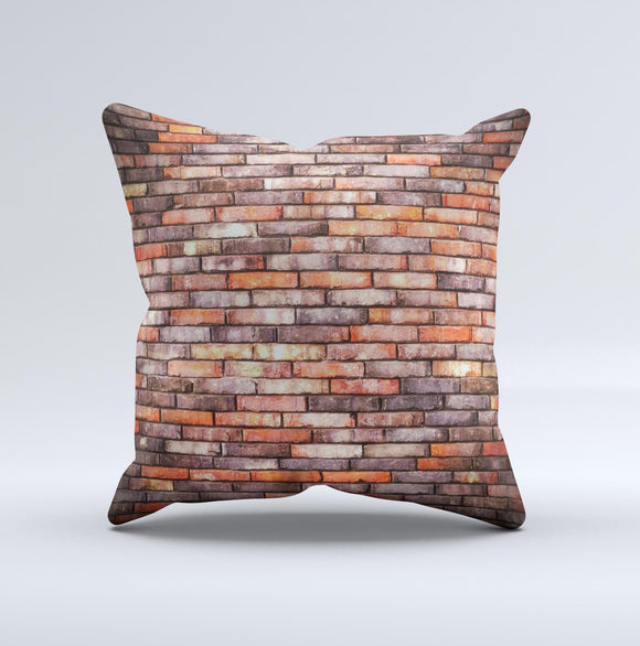 Multicolor Highlighted Brick Wall ink-Fuzed Decorative Throw Pillow