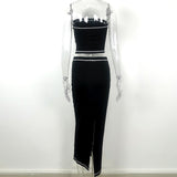 Off Shoulder Tube Tops and Long Dress Set Party Club