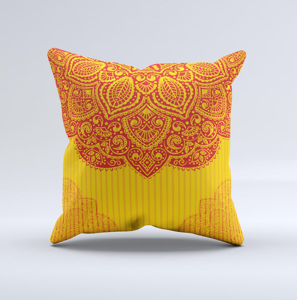 Gold & Red Abstract Seamless Pattern Ink-Fuzed Decorative Throw Pillow