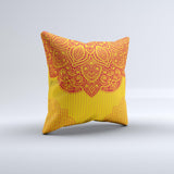 Gold & Red Abstract Seamless Pattern Ink-Fuzed Decorative Throw Pillow