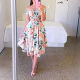 Summer Off Shoulder Tube Top Print Dress