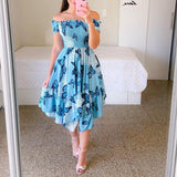 Summer Off Shoulder Tube Top Print Dress