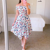Summer Off Shoulder Tube Top Print Dress
