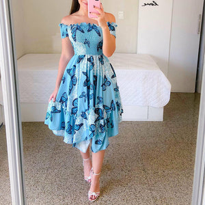 Summer Off Shoulder Tube Top Print Dress