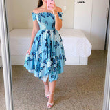 Summer Off Shoulder Tube Top Print Dress