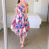 Summer Off Shoulder Tube Top Print Dress
