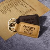 Dad EST Leather Keychain