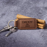 Dad EST Leather Keychain