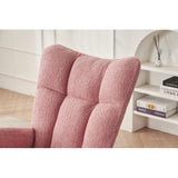 Rocking Chair Nursery, Solid Wood Legs Reading Chair with Teddy Fabirc Upholstered , Nap Armchair for Living Rooms, Bedrooms, Offices, Best Gift,Teddy fabric