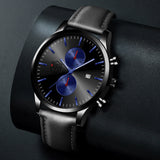 Men's Leather Calendar Luminous Quartz Watch