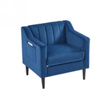 Modern Upholstered Tufted Accent Chair, Velvet Fabric Single Sofa Side Chair, Comfy Barrel Club Living Room Armchair with Solid Wood Legs for Bedroom Living Reading Room Office