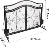 Fireplace Screen,  Metal Fire Place Cover Two-Doors Large Flat Guard Screens, Baby Safe Spark Guard Protector Wood Burning Stove Decorative Accessories