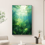 Hand Painted Oil Painting Abstract Water Scenery Oil Painting on Canvas Original Landscape Painting Living Room Home Decor Green Wall Art Custom Plant Painting