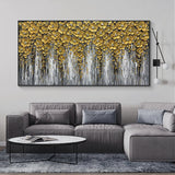 Hand Painted Oil Painting 3D Abstract Flower Landscape Oil Painting on Canvas Large Original Gold Floral Palette knife Texture Art Living Room Wall Art Home Decor