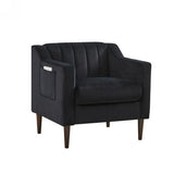 Modern Upholstered Tufted Accent Chair, Velvet Fabric Single Sofa Side Chair, Comfy Barrel Club Living Room Armchair with Solid Wood Legs for Bedroom Living Reading Room Office