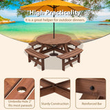 Circular Outdoor Wooden Picnic Table with Built-in Benches for Patio Backyard Garden; DIY; 1720lb Capacity; Natural/Gray