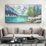 Hand Painted Oil Painting Snow mountain oil painting Large original oil painting Abstract art on canvas Living room oil painting Wall art nature home decor Art