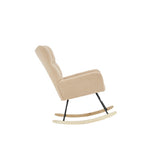 Rocking Chair Nursery, Solid Wood Legs Reading Chair with Teddy Fabirc Upholstered , Nap Armchair for Living Rooms, Bedrooms, Offices, Best Gift,Teddy fabric