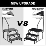 Hot Tub Steps Outdoor, 2 RV Steps with Handrail, Portable RV Stairs 3 Step, Heavy Duty Truck Camper Steps Ladders for Travel Trailers, 5th Wheel, Motor Home, Spa, and Porch