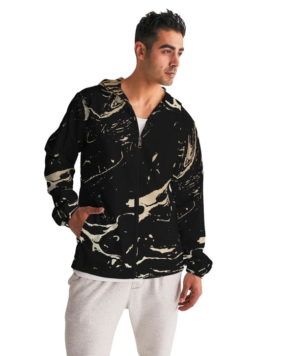 Mens Hooded Windbreaker - Black Casual/sports Water Resistant Jacket - Jl680x