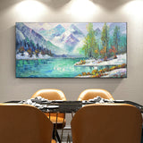 Hand Painted Oil Painting Snow mountain oil painting Large original oil painting Abstract art on canvas Living room oil painting Wall art nature home decor Art
