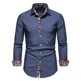 Mens Denim Shirt Button Down Long Sleeve Causal Shirts