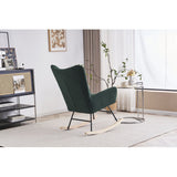 Rocking Chair Nursery, Solid Wood Legs Reading Chair with Teddy Fabirc Upholstered , Nap Armchair for Living Rooms, Bedrooms, Offices, Best Gift,Teddy fabric