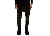 Mens Jeans Distressed Ripped Biker Slim Fit Jeans Moto Retro Denim Pants