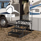 Hot Tub Steps Outdoor, 2 RV Steps with Handrail, Portable RV Stairs 3 Step, Heavy Duty Truck Camper Steps Ladders for Travel Trailers, 5th Wheel, Motor Home, Spa, and Porch