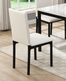 White Upholstered Side Chairs 4pc Set Black Metal Frame Casual Dining Room Furniture